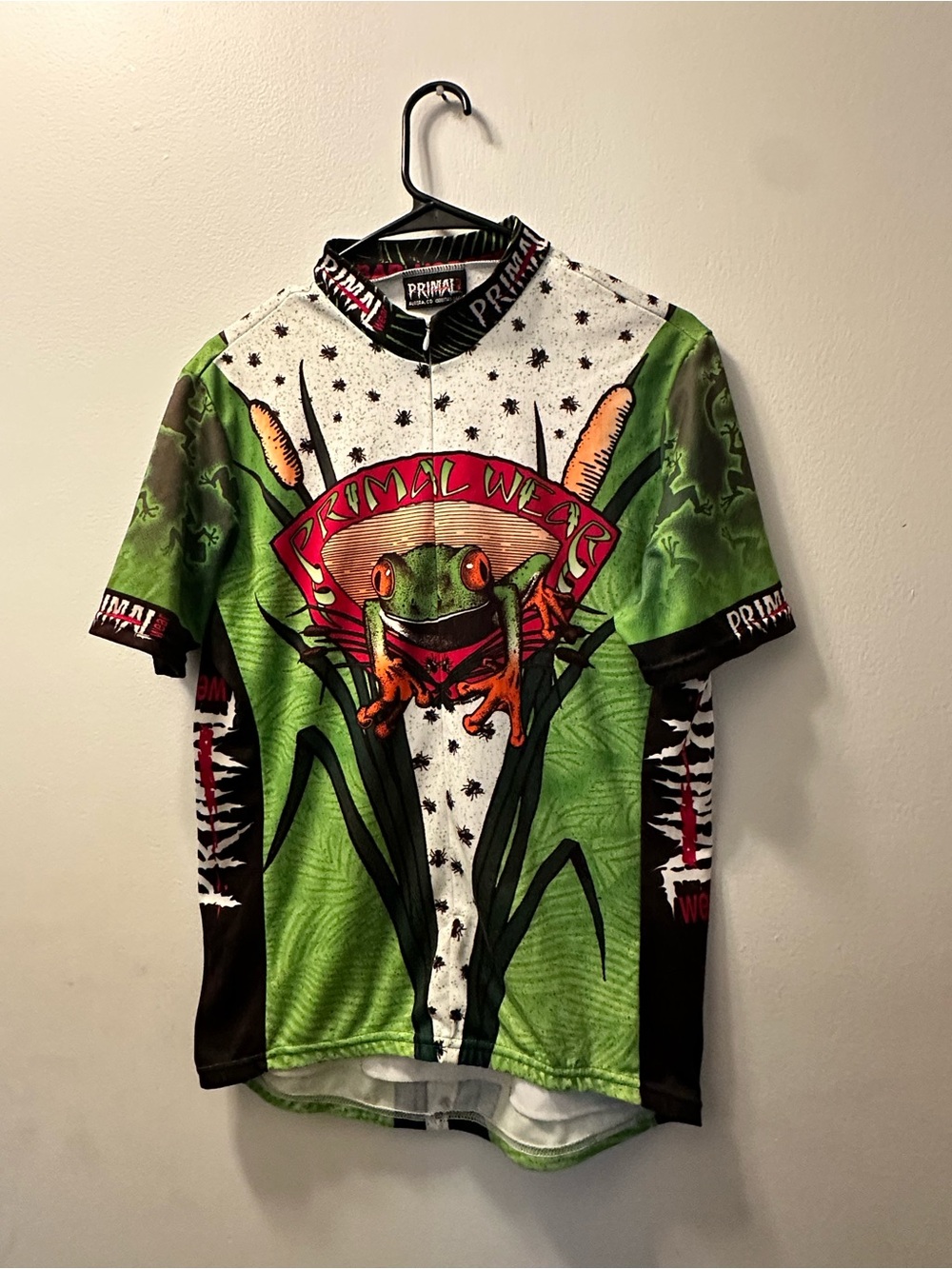 Primal Wear Men's Green Frog Graphic Cycling Jersey see measurements